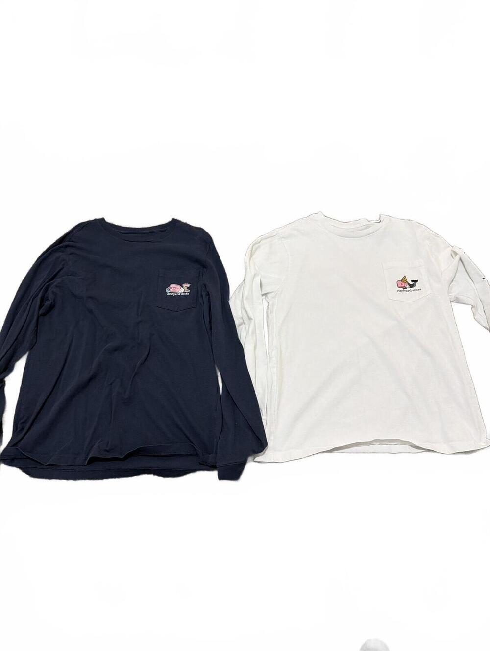 Vineyard Vines Kids Long Sleeve Tee L Navy White Lot of 2
